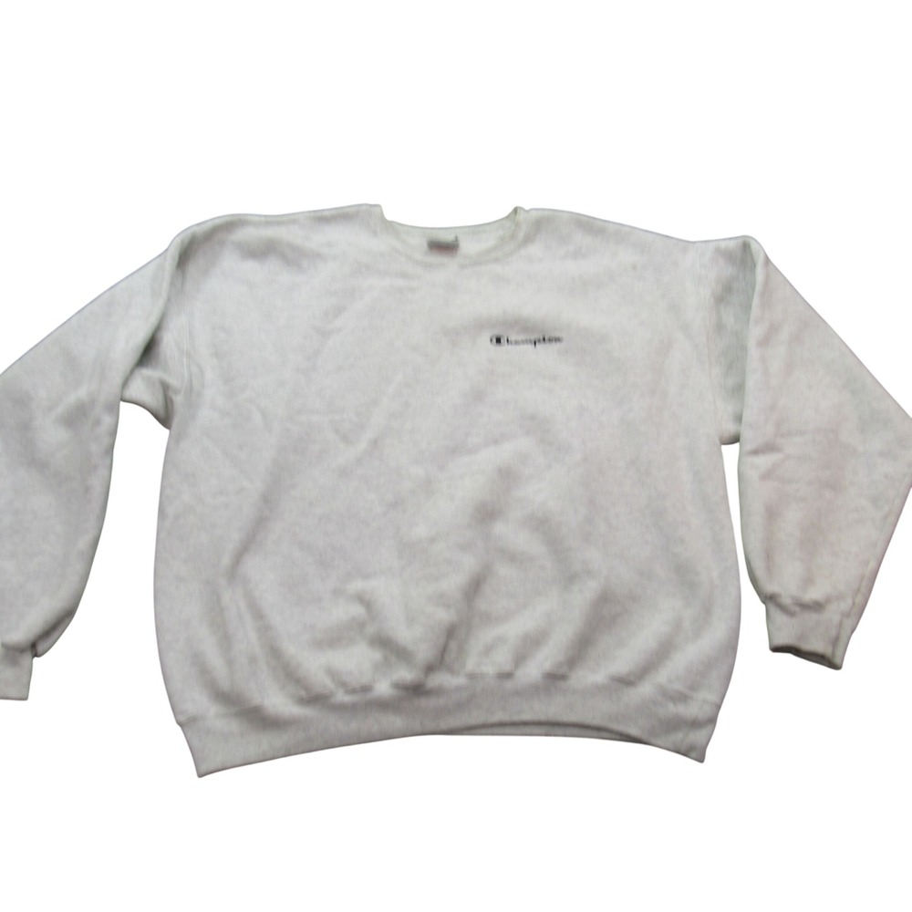 Champion Mens XL Heather Gray Crewneck Sweatshirt Embroidered Logo Authentic